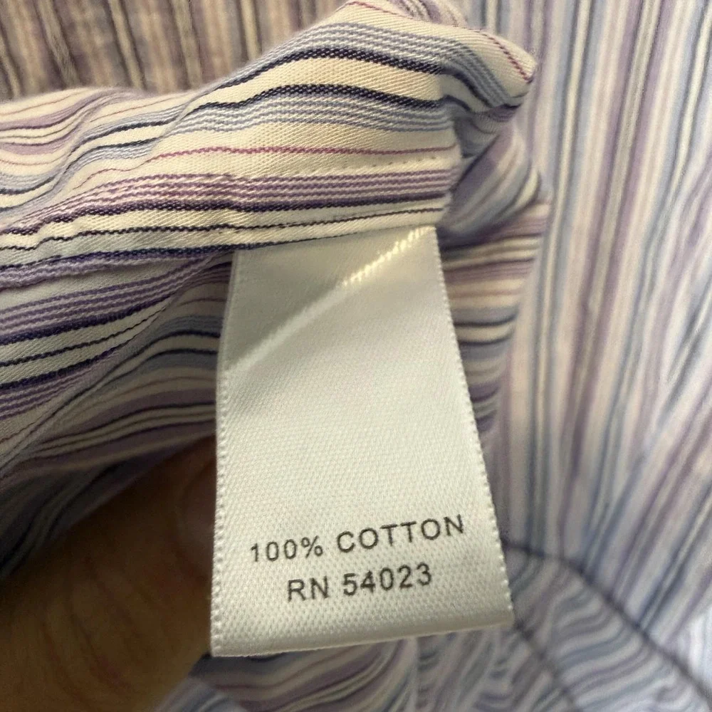 Banana Republic Dress Shirt Mens Medium 15.5 Blue Stripe‎ Slim Fit Button Down